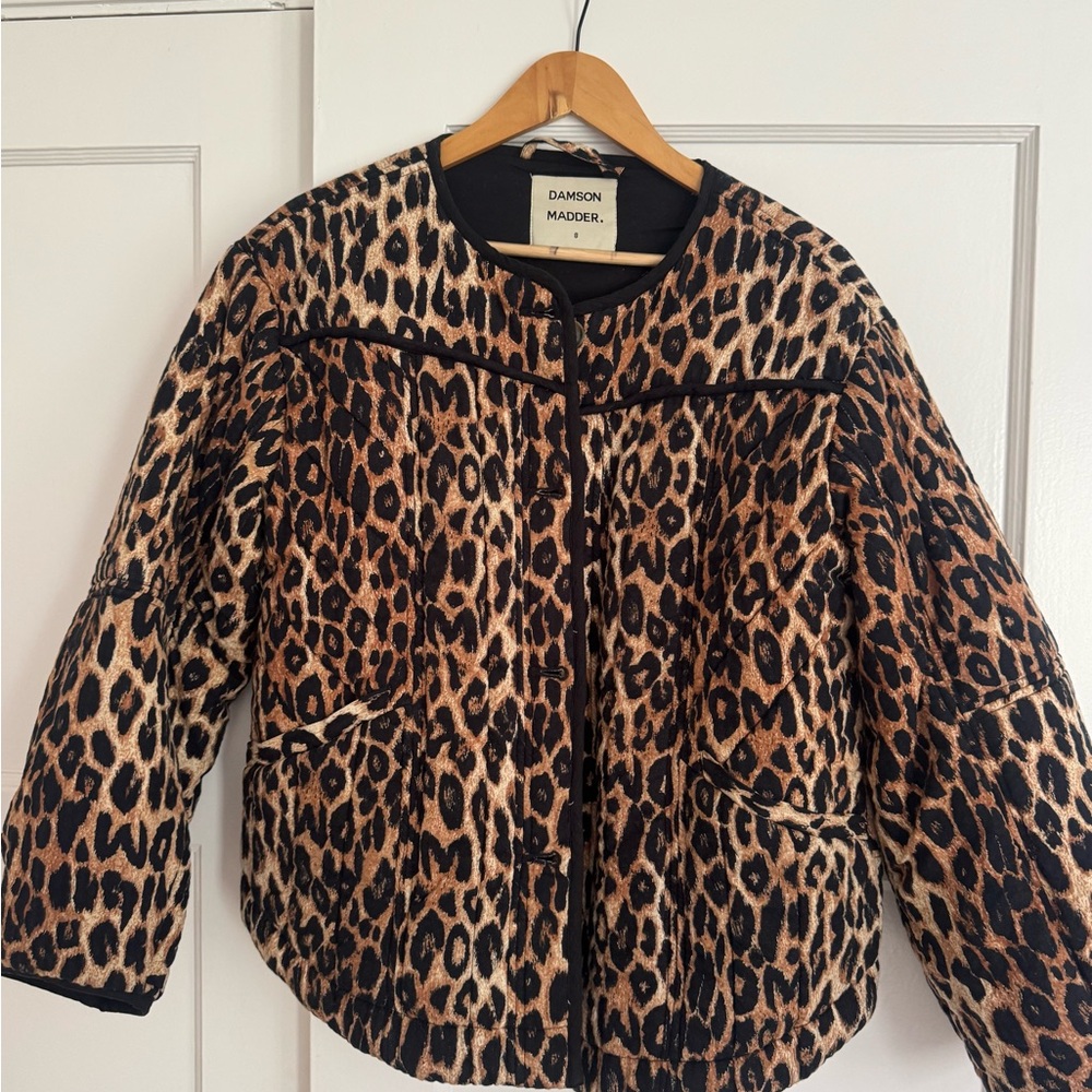 Damson Madder Leopard Print Teddy Jacket